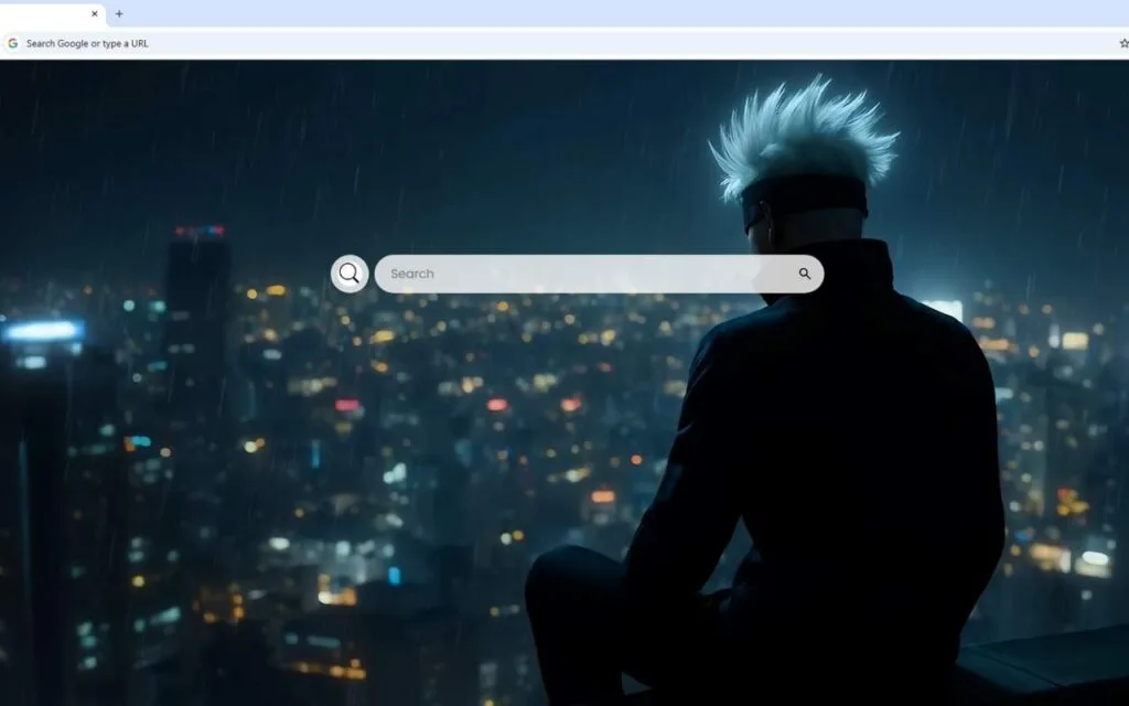 Satoru Gojo Watching Rainy City Lights Live Wallpaper
