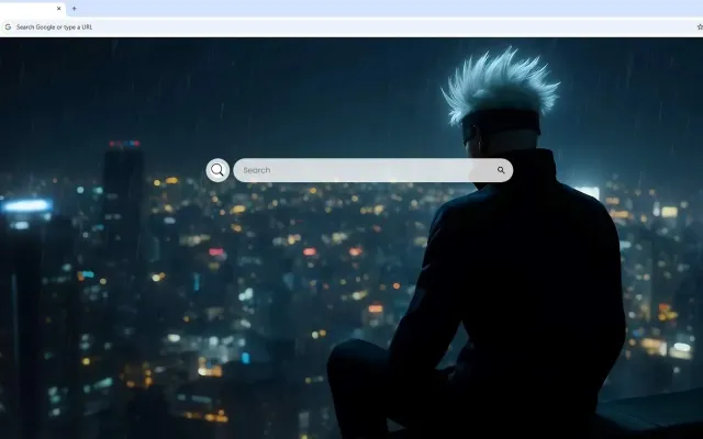 Satoru Gojo Watching Rainy City Lights Live Wallpaper